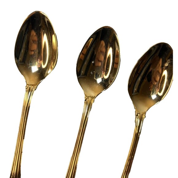 FB Rogers Golden Plated Electroplate American Chipendale 5 Spoons Tsp - Picture 4 of 16